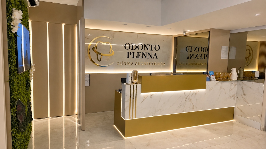 Recepção da Odonto Plenna no Centro de Florianópolis